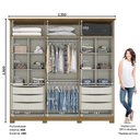 Ver imagem 7 de Guarda Roupa Casal Andréas 6 Portas Nature/Off White com Espelho - Móveis Henn