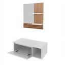 Ver imagem 3 de Kit Completo Lavabo com Cuba e Espelho Branco Amêndoa Tecno Mobili