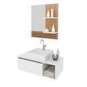 Ver imagem 2 de Kit Completo Lavabo com Cuba e Espelho Branco Amêndoa Tecno Mobili