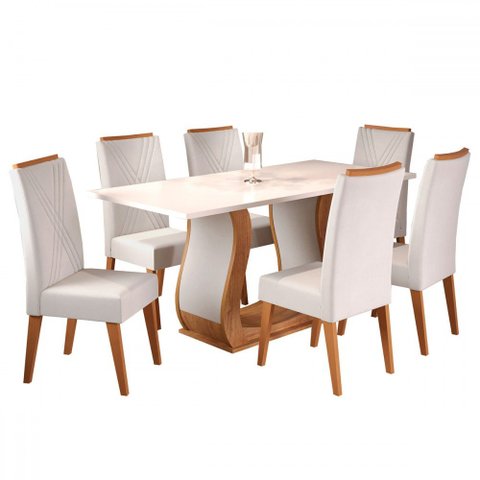 Mesa de Jantar 6 Lugares Corsa Mel/blonde/marfim - Viero Móveis
