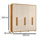 Ver imagem 4 de Guarda-roupa Casal Portinari Ripado 6 Portas 4 Gavetas - 7 Decor Cinamomo e Off White
