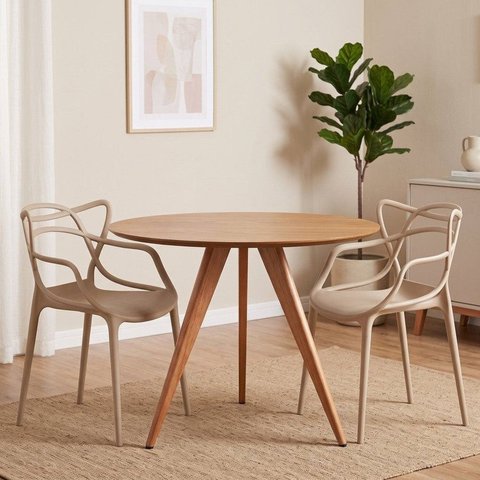 Conjunto Sala de Jantar 2 Lugares Redonda Madeira São Paulo Allegra Yescasa