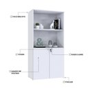 Ver imagem 5 de Armário Alto Estante com 02 Portas 161,5x80x42cm Wlae80 Branco Tx
