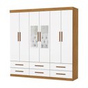 Ver imagem 1 de Guarda-Roupa Cancun 6 Portas 6 Gavetas com Espelho Multimóveis CR35553 Cinamomo/Branco