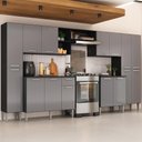 Ver imagem 1 de Armário Cozinha Modulada Completa 329,5cm Pequim Top Multimóveis Mp3767 Preto/lacca Fumê