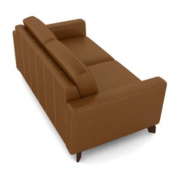 Sofá Sala de Estar Living 3 Lugares 200cm Presley Pés Madeira Couro Caramelo G52 - Gran Belo - 5