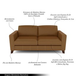 Sofá Sala de Estar Living 3 Lugares 200cm Presley Pés Madeira Couro Caramelo G52 - Gran Belo - 3
