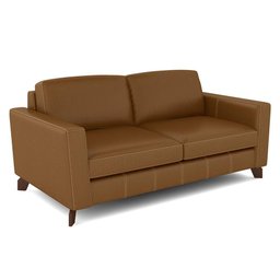 Sofá Sala de Estar Living 3 Lugares 200cm Presley Pés Madeira Couro Caramelo G52 - Gran Belo - 6