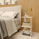 Ver imagem 1 de Mesa de Cabeceira Quad Branca 55cm 1 Nicho Byhouse