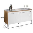 Ver imagem 2 de Balcão de Pia Gabriela 150cm Amêndoa Branco - Ajl