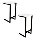 Ver imagem 1 de Kit 02 Banqueta Alta Pub Industrial Base em Ferro Preto Corino Branco - Ruotolo Decor