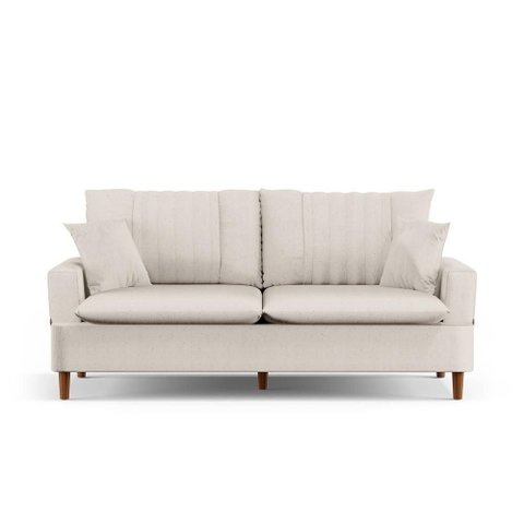 Sofá Living 3 Lugares 180cm com Almofadas Veras D05 Linho Cru - Mpozenato