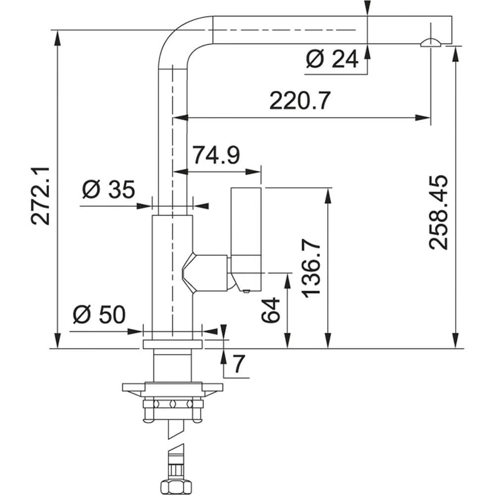 Misturador de Mesa Monocomando Franke Línea com Bica Giratória Fosco - 3
