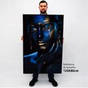 Ver imagem 2 de Quadro Decorativo Caixa Mulher Azul Tacolado Moldura Caixa 3cm Branca com Vidro 80 X 120cm
