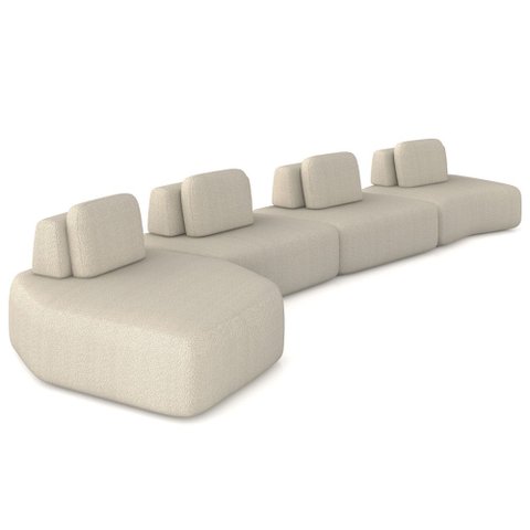 Sofá Ilha Modular para Sala Living Orgânico 620cm Angra K01 Bouclê Bege - Lyam Decor