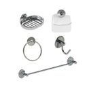 Ver imagem 1 de Kit acessórios para banheiro adesivo (dispensa furos) - Cromado