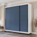 Ver imagem 1 de Roupeiro Lisboa 3 Portas de Correr 4 Gavetas 217x213cm Branco/Azul 240846