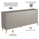 Ver imagem 2 de Buffet Sala de Jantar 4 Portas Brise 1 Gaveta Pés Industrial Dourado Naim I03 Grigio - Lyam