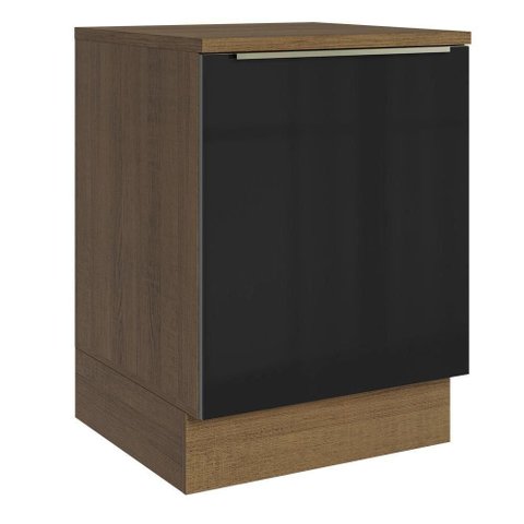 Balcão de Cozinha 60 Cm 1 Porta Rustic/preto Lux Madesa Rustic/preto