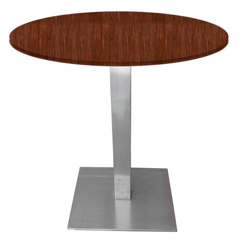 Mesa Quadrada Alpha Inox Prata 73,50 Cm (altura) Tampo Mdp Redondo 80 Cm Escarlate (larg)