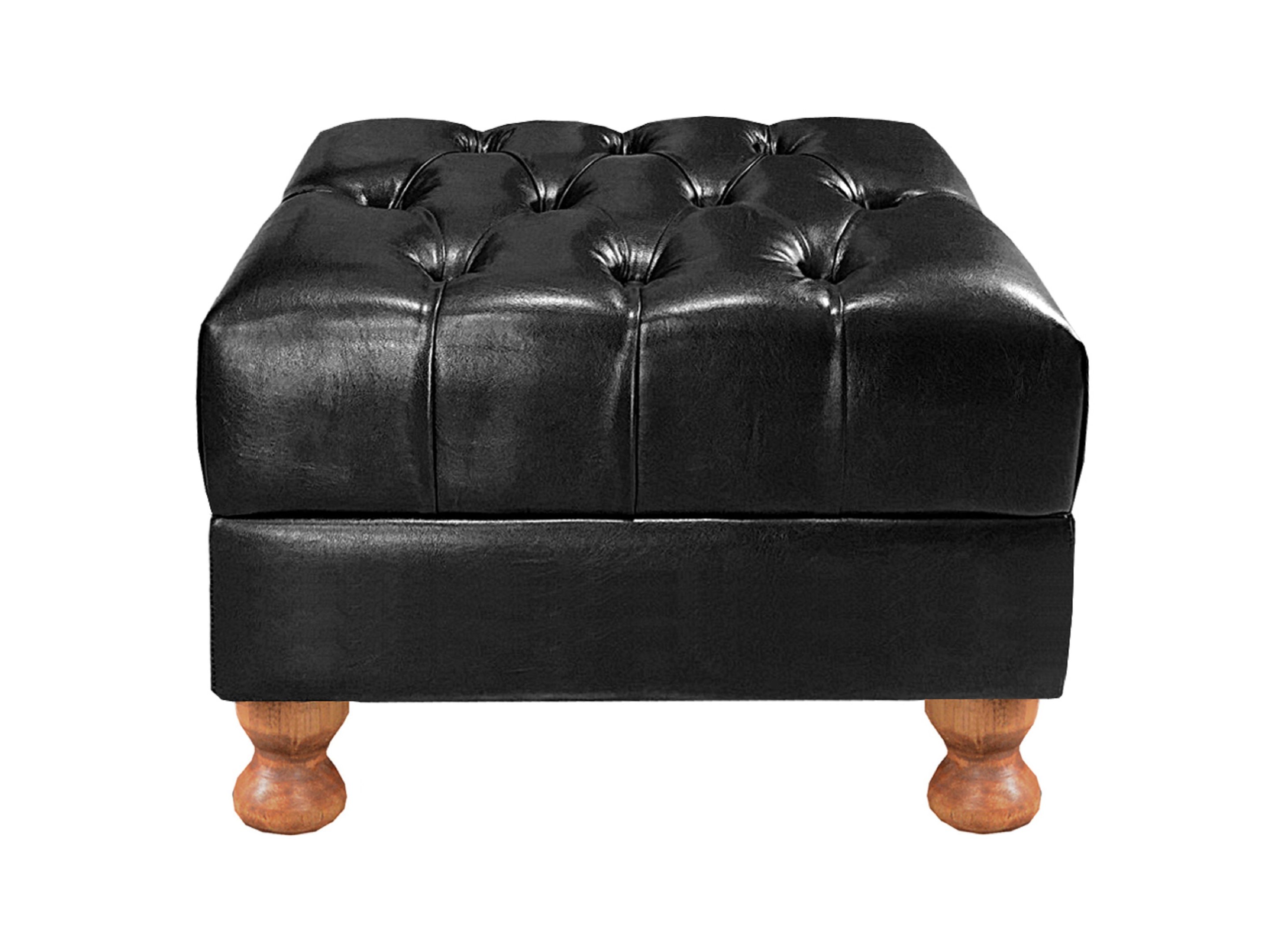 Poltrona Com Puff Capitonê Chesterfield Luís Xv - Couríssimo Preto - 7