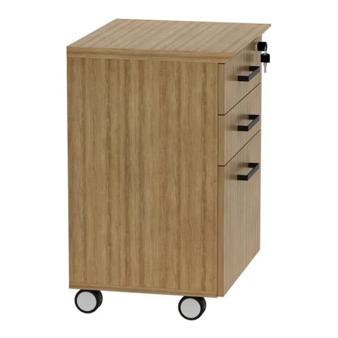 Gaveteiro Arquivo para Pasta Suspensa com 3 Gavetas e Rodízios 45,8cm Multimóveis Cr25343 Amêndoa