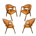 Ver imagem 2 de Kit 4 Poltronas Sala Jantar Madeira Maciça Assento Estofado Encosto Curvo Ergônomico