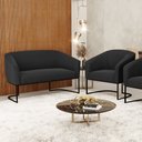 Ver imagem 2 de Sofá Namoradeira e Poltrona Base Industrial Preto Stella Suede D03 - D’Rossi