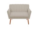 Ver imagem 1 de Namoradeira Decorativa Cecília Suede Bege 2 Lugares Pés Madeira Mz Decor