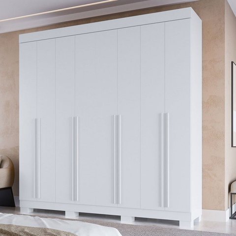 Guarda-roupa Casal Stella 8 Portas 4 Gavetas 100% Mdf Branco - Acp Móveis