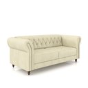 Ver imagem 2 de Sofá Living Sala de Estar Stanford Chesterfield 2 Lugares 220cm Pés de Madeira Couro Off White G58 -