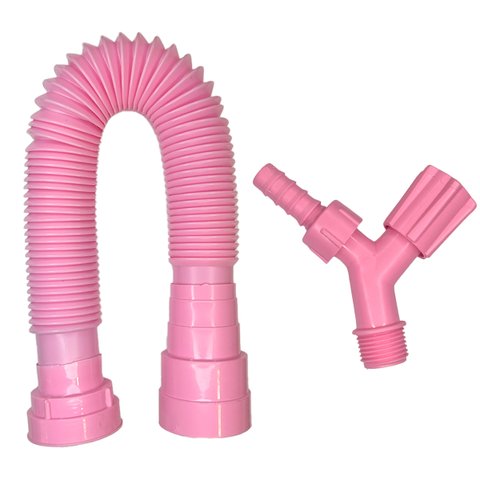 Kit Lavabo Rosa Conjunto de Banheiro 2 Peças Torneira Sifão