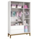 Ver imagem 5 de Guarda-Roupa Retrô 3 Portas Classic New Fosco com Madeira - Reller