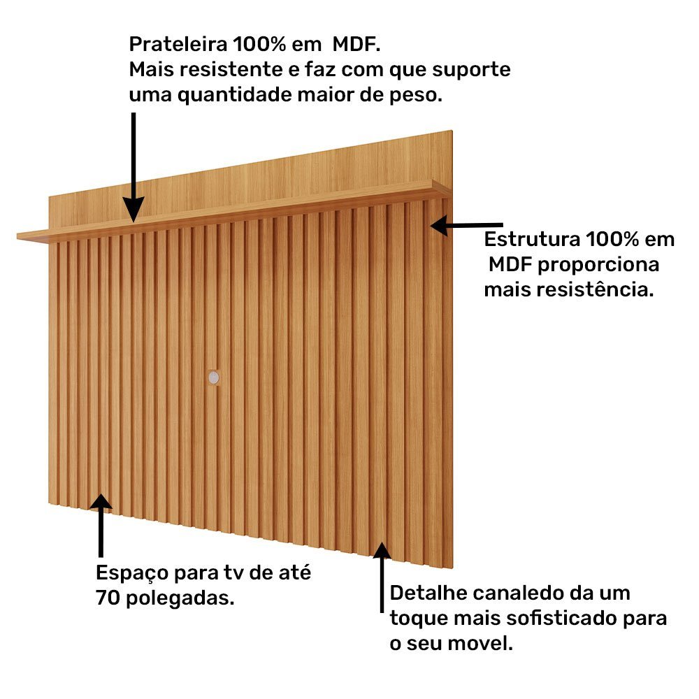 Estante Home Moema com 4 Portas Painel para TV até 70 Polegadas Permóbili Off White/Nature - 4