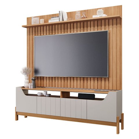 Estante Home Moema com 4 Portas Painel para TV até 70 Polegadas Permóbili Off White/Nature