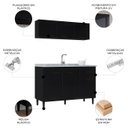 Ver imagem 3 de Armário Aéreo e Balcão de Cozinha com Pia Inox 120cm Classic P11 Preto - Mpozenato