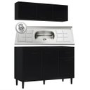 Ver imagem 2 de Armário Aéreo e Balcão de Cozinha com Pia Inox 120cm Classic P11 Preto - Mpozenato