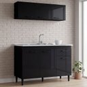 Ver imagem 1 de Armário Aéreo e Balcão de Cozinha com Pia Inox 120cm Classic P11 Preto - Mpozenato