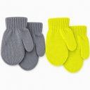 Ver imagem 1 de Kit 2 Pares Luva para Bebê 13x10cm Tecido Flexível Cinza Amarelo Bene Casa