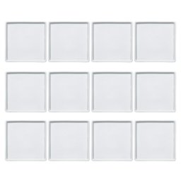 Conjunto 12 Pratos de Porcelana Branco Quadrados Rasos 16x16cm Americana Germer - 1