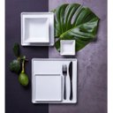 Ver imagem 2 de Conjunto 12 Pratos de Porcelana Branco Quadrados Rasos 16x16cm Americana Germer