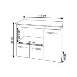 Balcão Multiuso Liza Para Cozinha Savana Off White 3 Portas Moblis - 4
