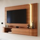 Ver imagem 1 de Painel Dubai para Tv até 60” com Led Mdf 15mm Porta com Pistão a Gás Design Moderno Muxarabi