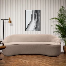 Sofá Curvo Montserrat 180cm 3 Lugares Linho Marrom Acinzentado - Nexta Casa - 2