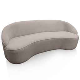 Sofá Curvo Montserrat 180cm 3 Lugares Linho Marrom Acinzentado - Nexta Casa - 1