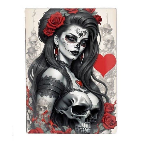 Placa Decorativa Rosa Caveira Umbanda Candomblé Kimbanda