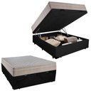 Ver imagem 1 de Cama Box Baú Casal Suede + Colchão Sereneprime Molas Ensacadas 138x188x69 Preto