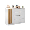 Ver imagem 4 de Cômoda Sapateira Infantil Ayla 100% MDF 4 Gav 1 Pt Detalhes Ripados Quarto de Bebê Branco Phoenix