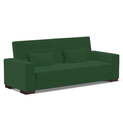 Sofá Cama 02 Lugares Lisboa Veludo - D’Rossi Cor Verde