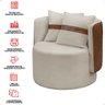 Poltrona Orgânica Maya Corino Nozes e Boucle Bege Redonda Decorativa - Arkell - 7